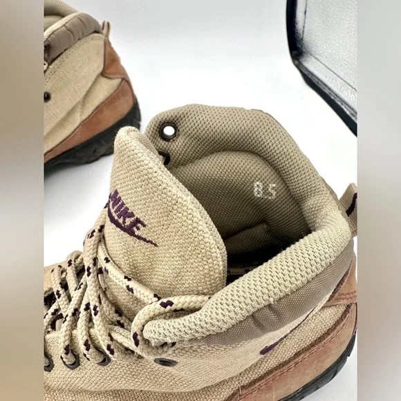 VINTAGE Nike ACG  Zion Womens 8.5 Tan Brown Canvas Mid Hiking Boots 950204 - Picture 4 of 11